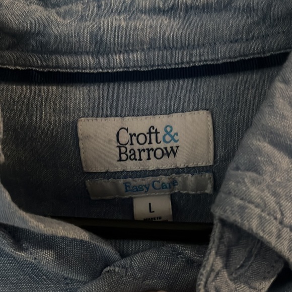 Men’s blue linen short sleeve button up - Picture 3 of 3